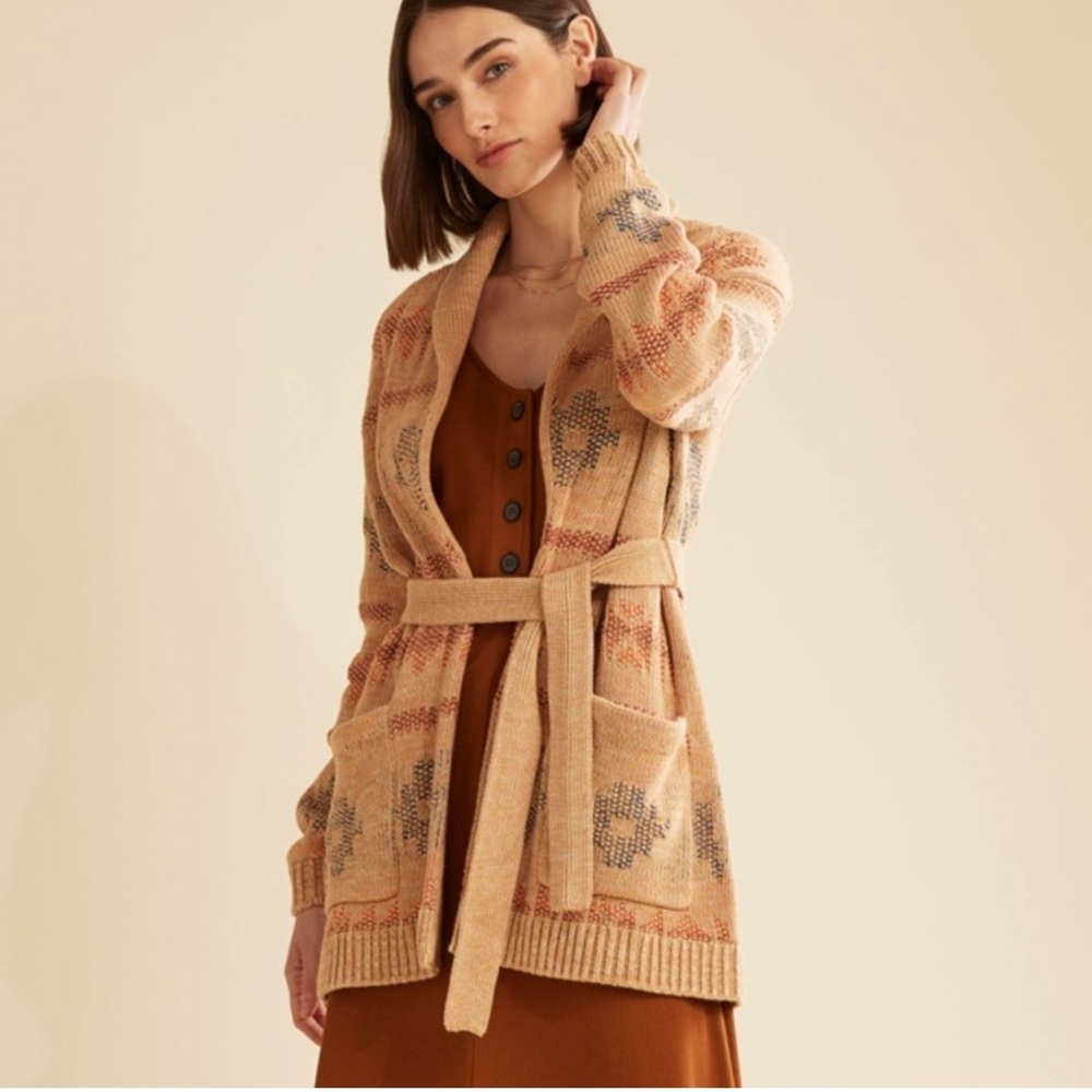 Pendleton Beige and Brown Patterned Cardigan